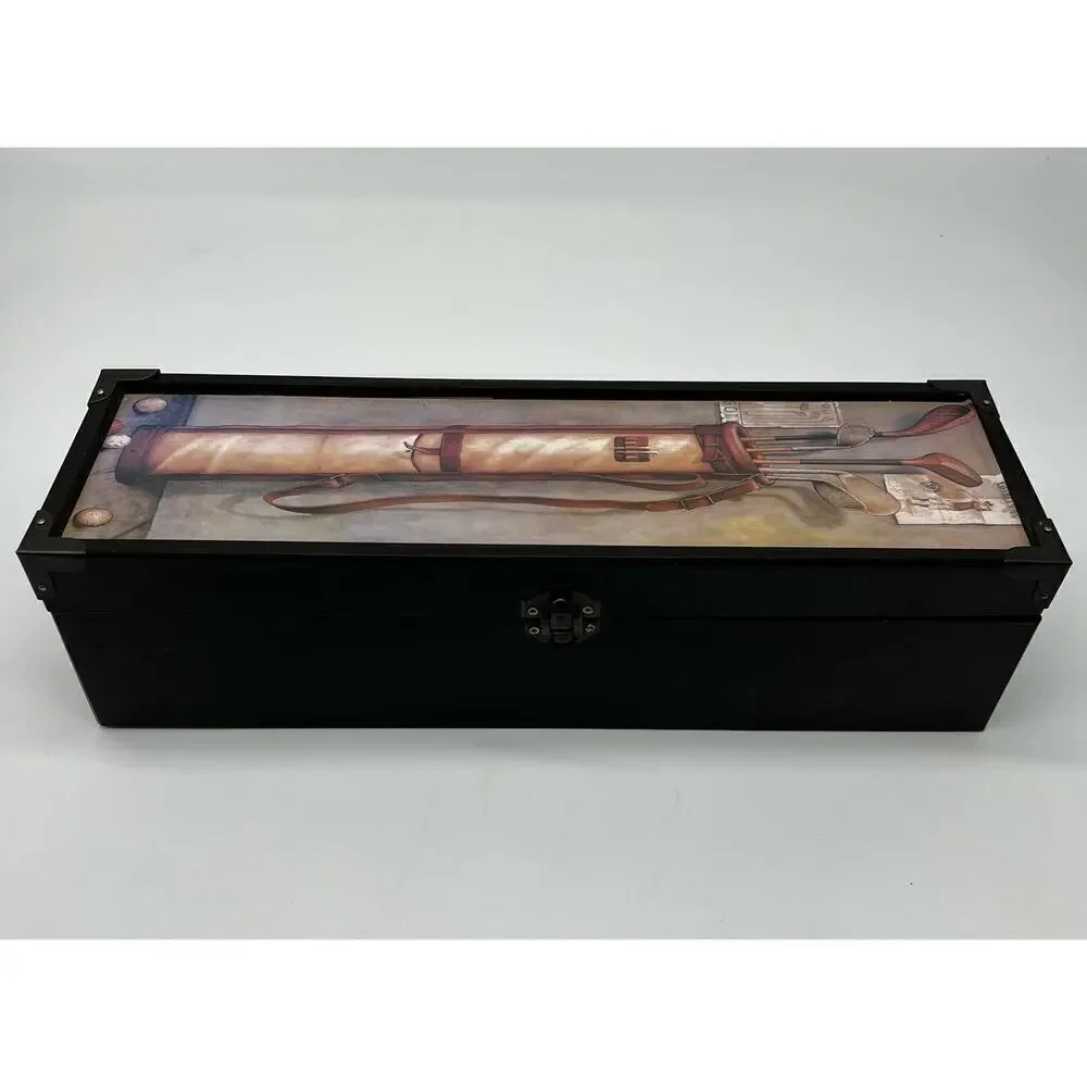 Golf theme wooden wine gift box